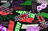 Neon washi tape background, collage design