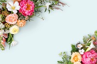 Floral border, blue background psd