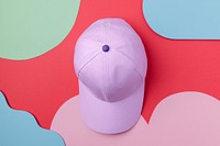 Purple baseball cap, color pop theme with design space