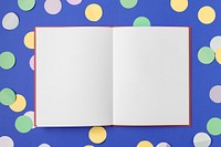 White opened book page, publishing, blank design space