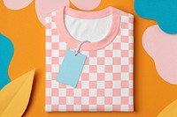 Pink funky t-shirt, street fashion with checkered pattern design
