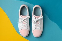 Two-toned canvas sneakers, street fashion in white and pink