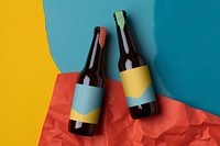Beer bottle label, aesthetic design with blank space
