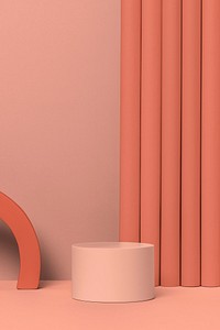 Aesthetic product backdrop, 3D stand in peach