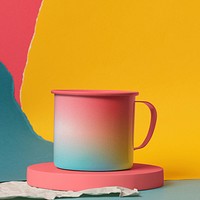 Gradient camping mug, colorful aesthetic design