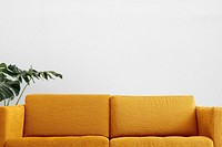 Yellow mustard sofa, modern home interior
