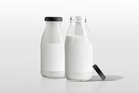 Minimal milk bottles, product design with blank labels