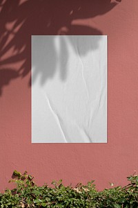 Aesthetic white poster with design space on pink wall