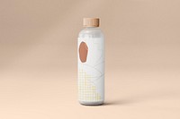 Aesthetic water bottle label, beverage packaging with blank design space
