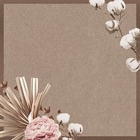 Spring flower border frame background, aesthetic brown & gold design