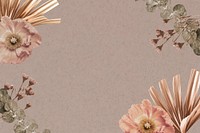 Vintage flower border, beige background, aesthetic design vector
