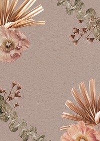 Romantic flower border frame pink background, aesthetic design