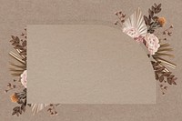 Paper card frame, floral border aesthetic design background vector