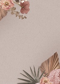 Romantic flower border frame pink background, aesthetic design