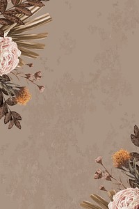 Spring flower background, aesthetic brown & gold design vector