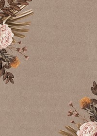 Spring flower background, aesthetic brown & gold design 