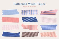 Cute washi tape sticker, pastel pattern stationery vector set