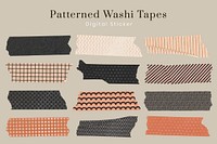 Abstract pattern washi tape, digital collage element vector set