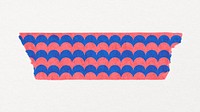 Washi tape collage element, black zig-zag pattern design psd