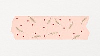 Christmas pattern washi tape sticker, pink festive collage element psd