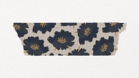 Floral washi tape clipart, orange patterned collage element psd