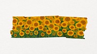 Sunflower washi tape sticker, flower aesthetic collage element psd