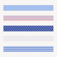 Simple pattern brush, seamless blue vector set, compatible with AI