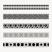 Retro pattern brush, abstract black and white vector set, compatible with AI