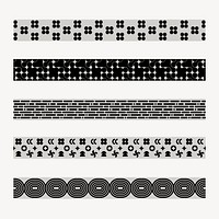 Retro pattern brush, abstract black and white vector set, compatible with AI