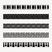 Retro pattern brush, abstract black and white vector set, compatible with AI