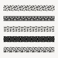 Black abstract pattern brush, geometric vector set, compatible with AI