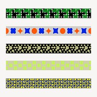 Retro pattern brush, abstract colorful vector set, compatible with AI