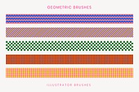 Geometric pattern brush, seamless abstract vector set, compatible with AI