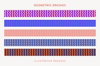 Geometric pattern brush, seamless abstract vector set, compatible with AI