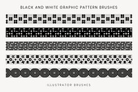 Retro pattern brush, abstract black and white vector set, compatible with AI