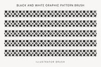 Retro pattern brush, abstract black and white vector, compatible with AI