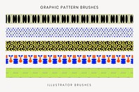 Colorful abstract pattern brush, geometric vector set, compatible with AI