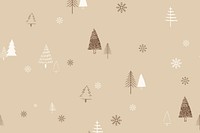 Christmas tree background, cute beige pattern vector