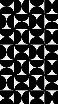 Retro bauhaus pattern mobile wallpaper, black geometric