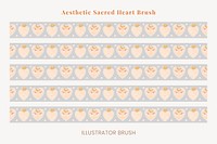 Sacred heart pattern brush, pastel aesthetic vector, compatible with AI