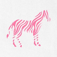 Pink zebra sticker, textured animal stamp vector