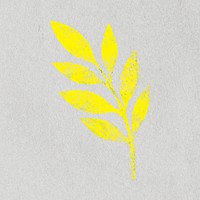 Yellow leaf collage element, botanical stamp with texture psd