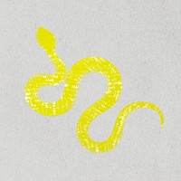 Yellow snake sticker, textured animal stamp psd