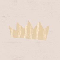 Cute crown sticker, beige collage element in earth tone psd