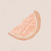 Orange slice clipart, pastel fruit diary collage element vector