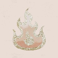 Glitter flame clipart, gold aesthetic feminine design vector