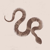 Brown snake sticker, textured animal stamp vector