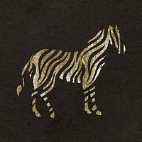 Gold zebra sticker, glitter texture, animal stamp vector