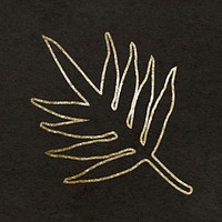 Golden leaf collage element, glittery botanical aesthetic vector