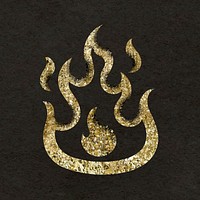Glitter flame clipart, gold aesthetic feminine design vector